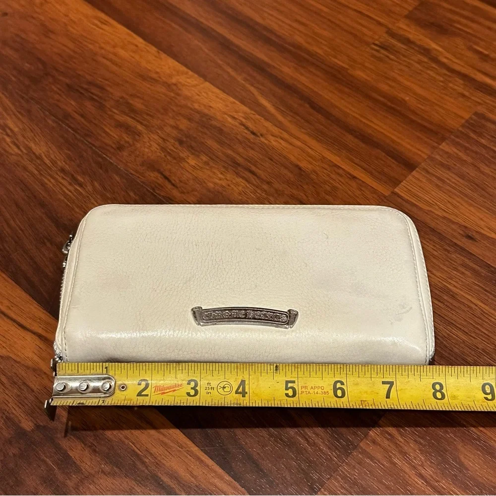 Chrome Hearts Fillingly Cross Leather Long Wallet White Silver Hardware OOAK